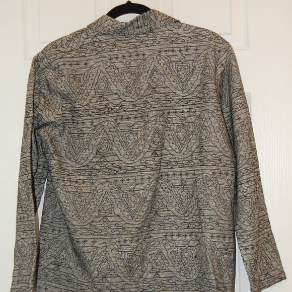 CHICOS DESIGN 100% Silk Black/Grey Patterned Jacket Size 1 - Picture 3 of 6